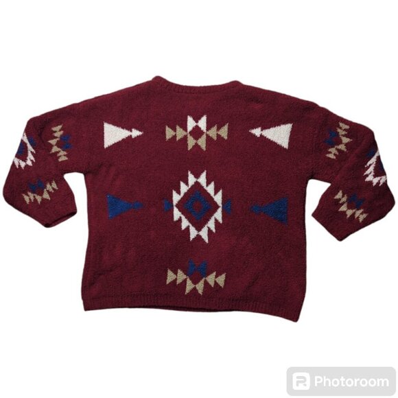HEYSON Full Size Aztec Soft Fuzzy Sweater Color Red Wine Size 3X - Picture 6 of 11